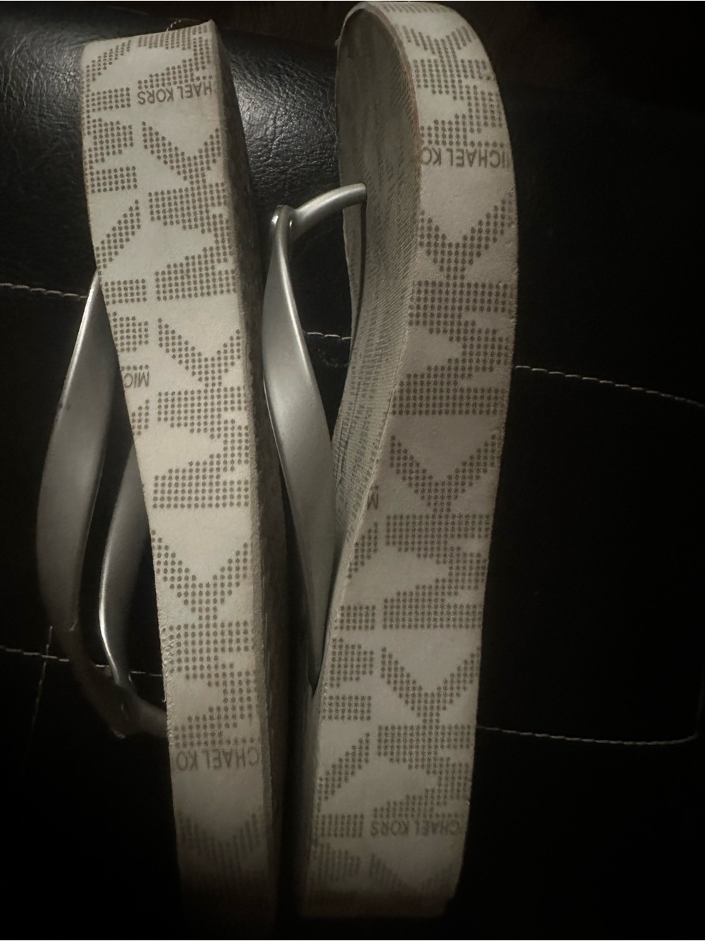 Michael Kors Silver Logo Thong Sandals - Picture 5 of 7